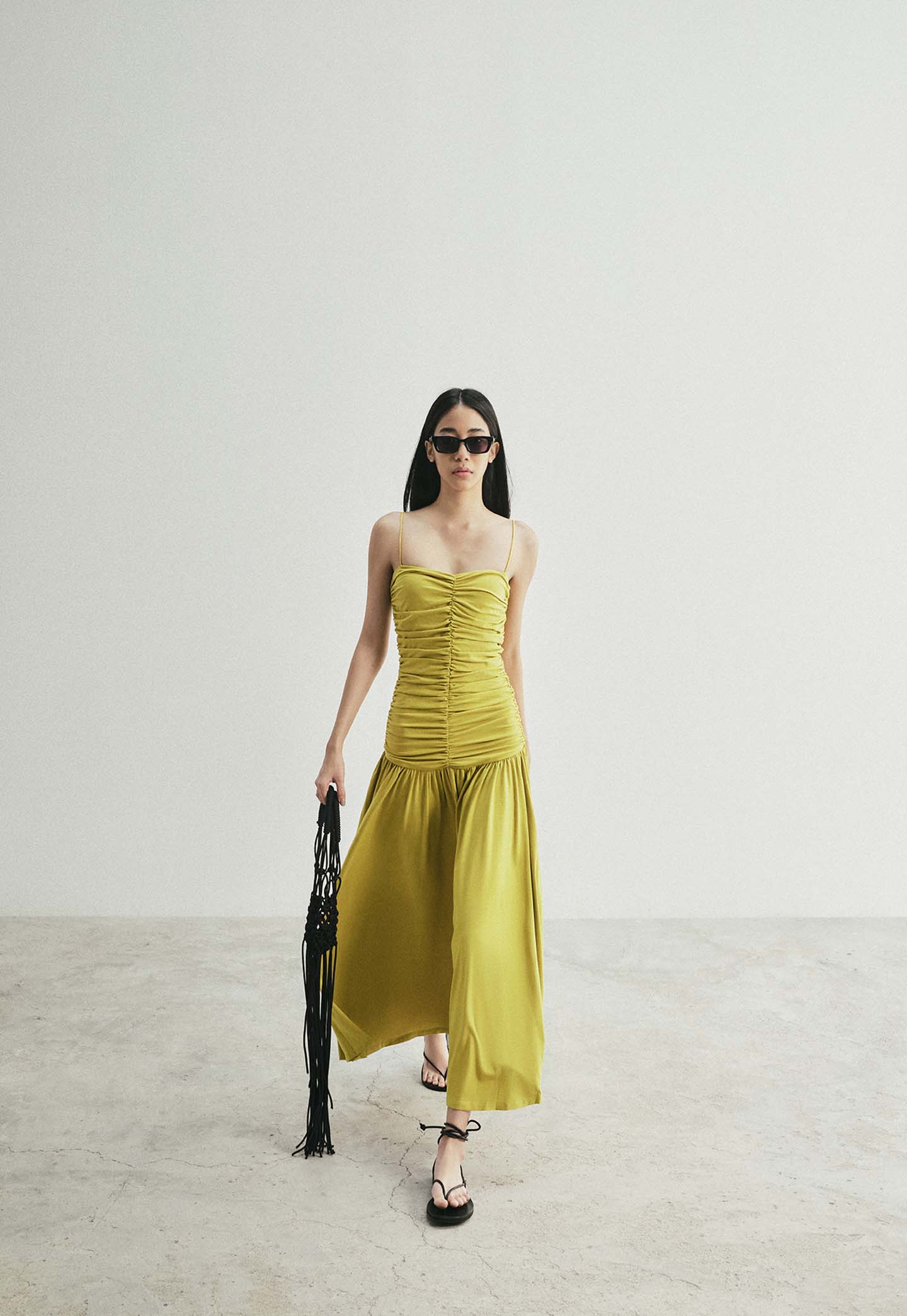 Lissa Ruched Dress in Yellow