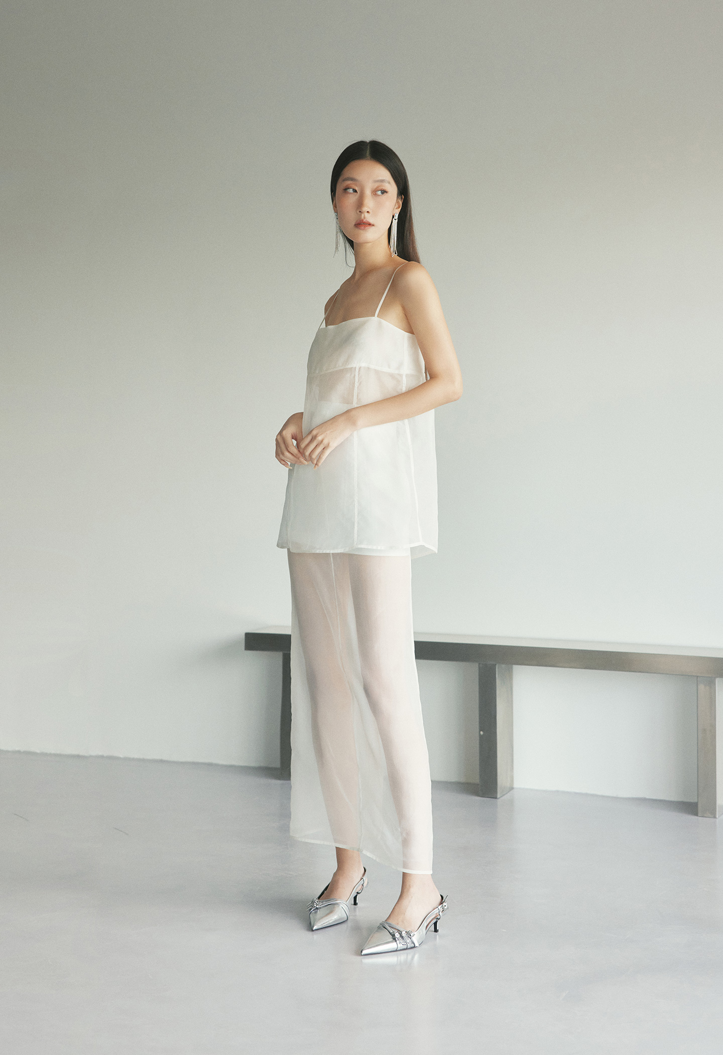 Maia Organza Skirt in White