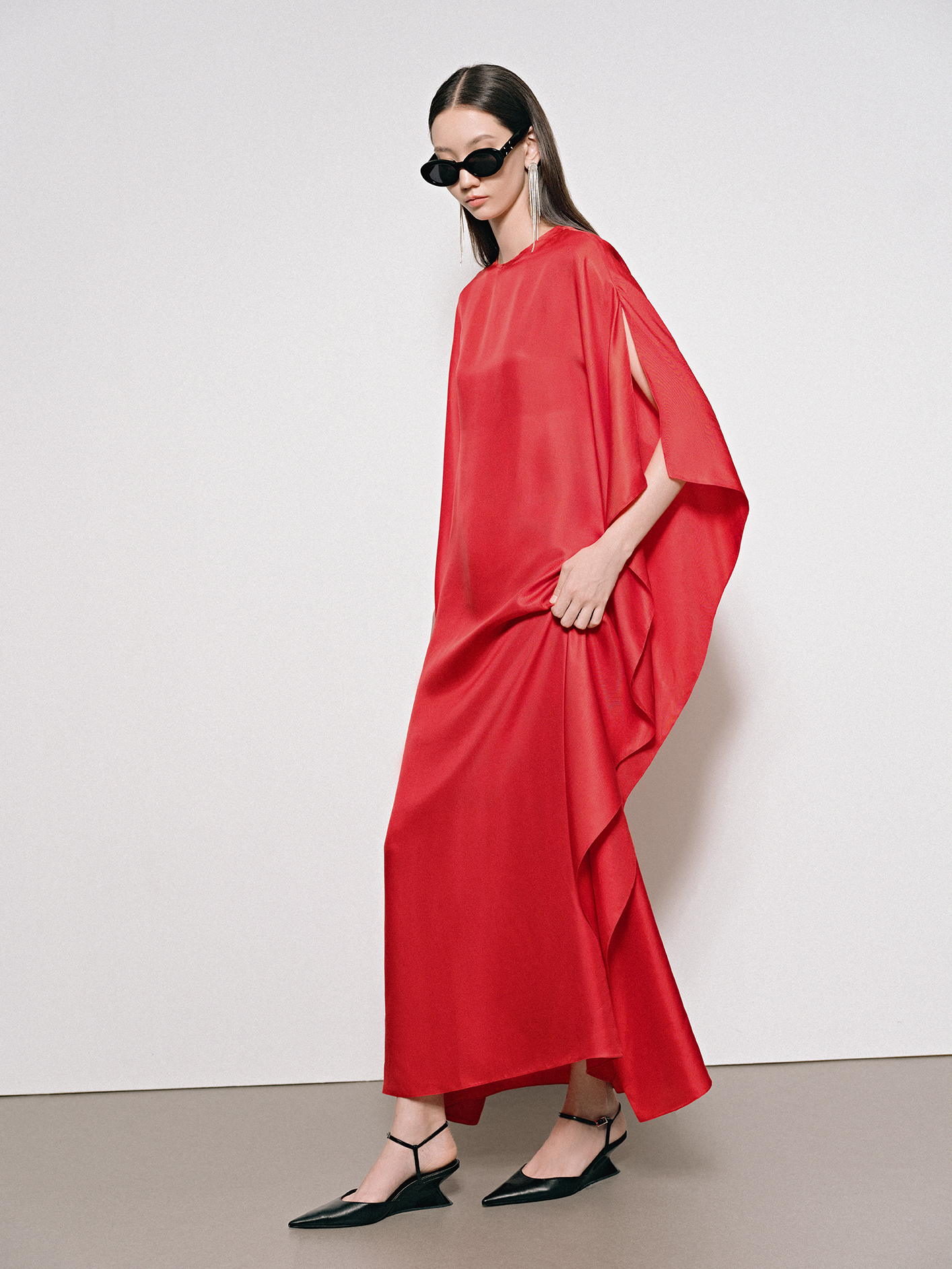 Josette Silk Dress in Red