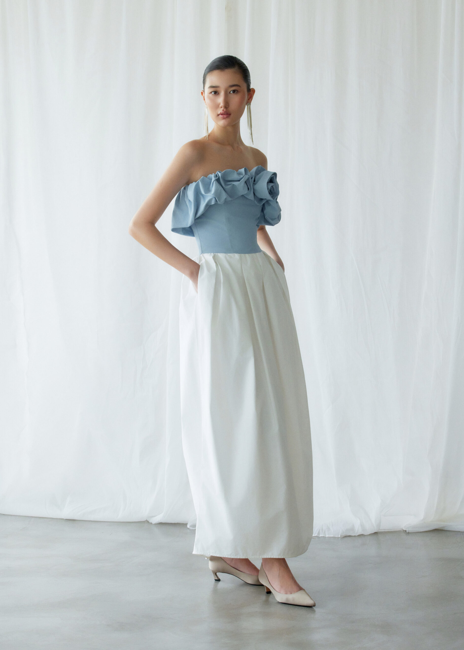 Gianna Dress in Blue & White