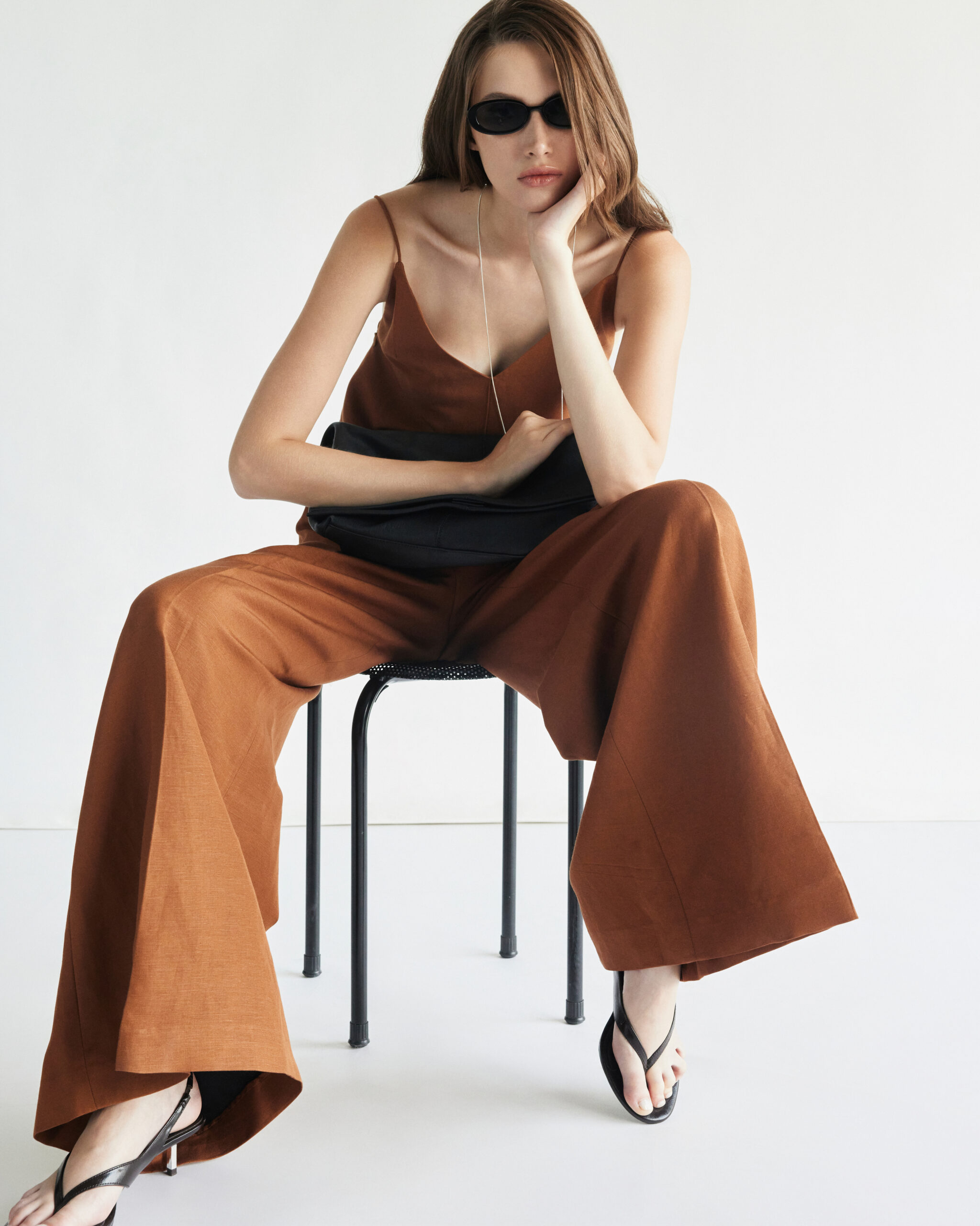 Sienna Linen Trousers in Brown