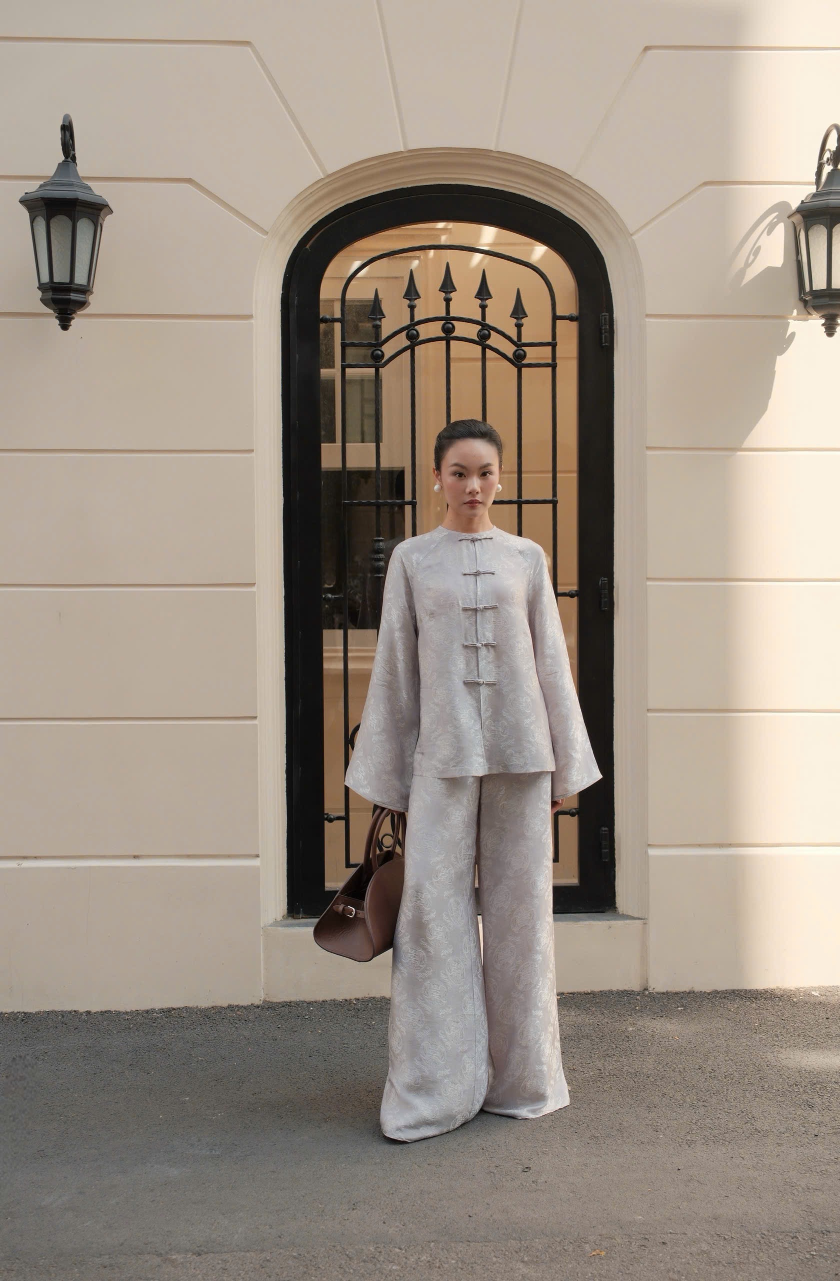 Round-Neck Brocade Silk Set